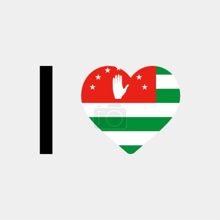 Téléchargez les illustrations : J'aime Abkhazie pays drapeau vectoriel icône illustration - en licence libre de droit