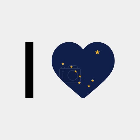 Téléchargez les illustrations : J'aime Alaska pays drapeau vectoriel icône illustration - en licence libre de droit