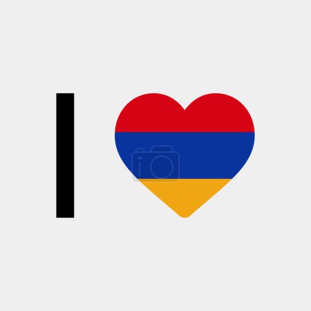Téléchargez les illustrations : J'aime Arménie pays drapeau vectoriel icône illustration - en licence libre de droit
