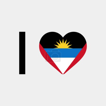 Ilustración de Me encanta Antigua y Barbuda país bandera vector icono ilustración - Imagen libre de derechos