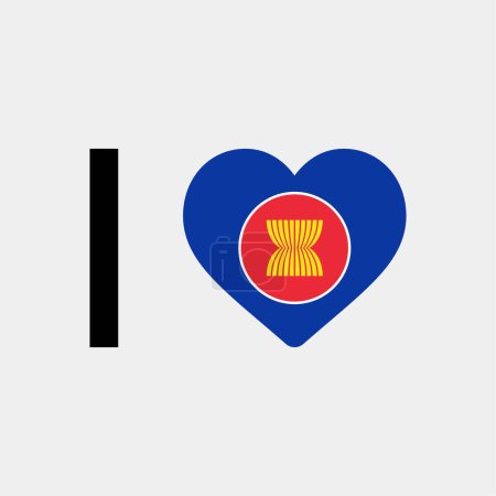 Illustration for I love Asean country flag vector icon illustration - Royalty Free Image