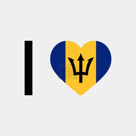 I love Barbados country flag vector icon illustration