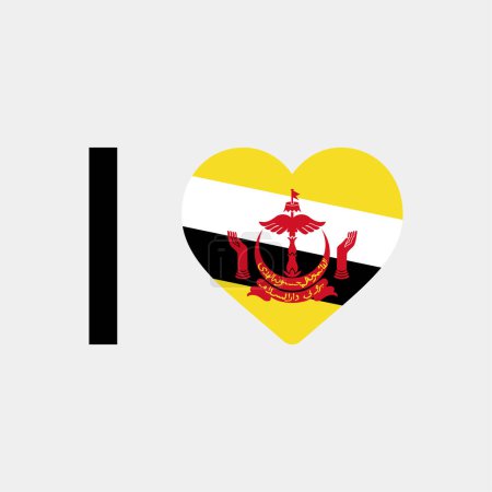 Téléchargez les illustrations : J'aime Brunei pays drapeau vectoriel icône illustration - en licence libre de droit