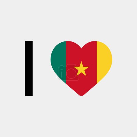 Téléchargez les illustrations : J'aime Cameroun pays drapeau vectoriel icône illustration - en licence libre de droit