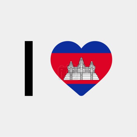 Illustration for I love Cambodia country flag vector icon illustration - Royalty Free Image
