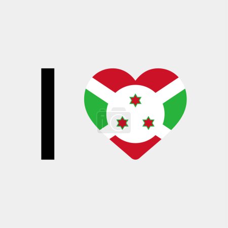 Téléchargez les illustrations : J'aime Burundi pays drapeau vectoriel icône illustration - en licence libre de droit