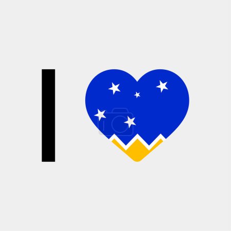 Ilustración de Me encanta la ilustración del vector de bandera del país del Territorio Antártico Chileno - Imagen libre de derechos