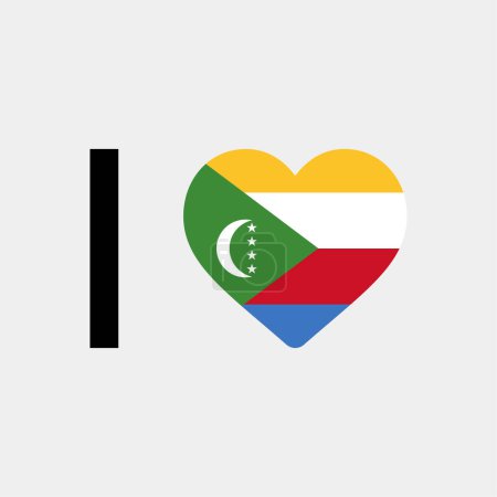 Téléchargez les illustrations : J'aime Comores pays drapeau vectoriel icône illustration - en licence libre de droit