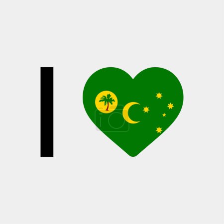 Téléchargez les illustrations : J'adore l'illustration de l'icône vectorielle du drapeau de pays de l'île Cocos - en licence libre de droit