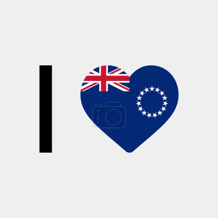 Téléchargez les illustrations : J'aime Îles Cook pays drapeau vectoriel icône illustration - en licence libre de droit