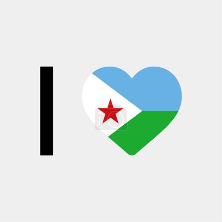Ilustración de Me encanta Yibuti país bandera vector icono ilustración - Imagen libre de derechos