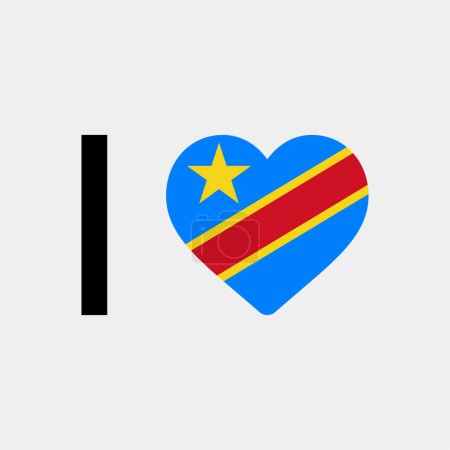 Téléchargez les illustrations : J'aime République Démocratique Congo pays drapeau vectoriel icône illustration - en licence libre de droit
