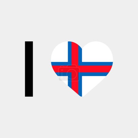Illustration for I love Faroe Island country flag vector icon illustration - Royalty Free Image