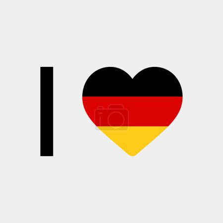 Téléchargez les illustrations : J'aime l'Allemagne pays drapeau vectoriel icône illustration - en licence libre de droit