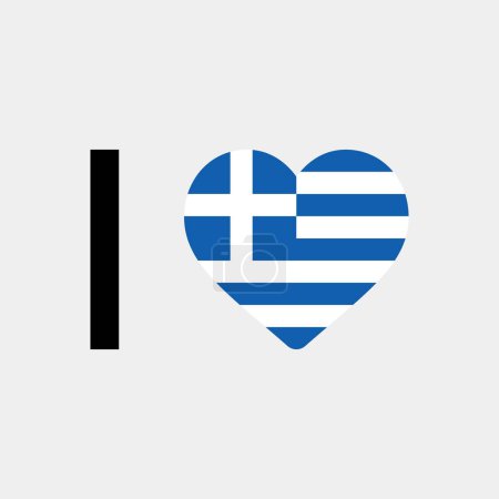 Téléchargez les illustrations : J'aime Grèce pays drapeau vectoriel icône illustration - en licence libre de droit