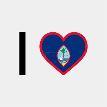 I love Guam country flag vector icon illustration