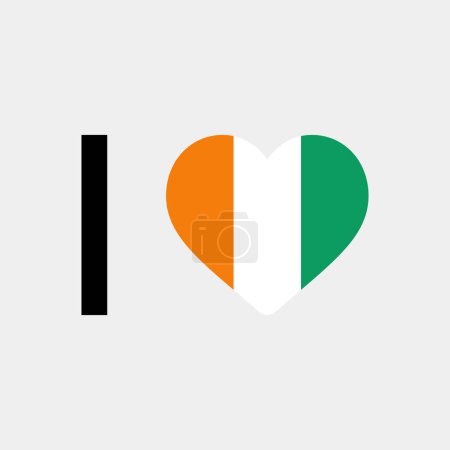 Téléchargez les illustrations : J'aime Côte d'Ivoire pays drapeau vectoriel icône illustration - en licence libre de droit