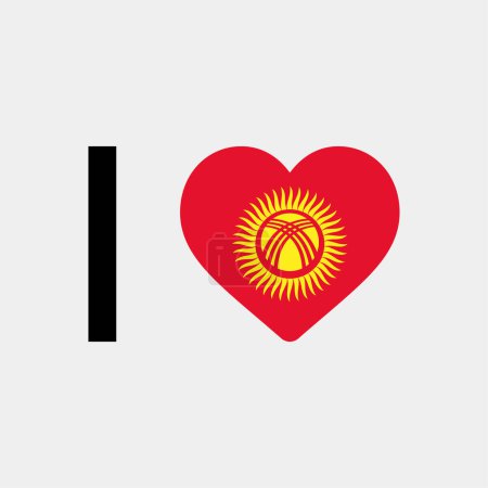 Téléchargez les illustrations : J'aime Kirghizistan pays drapeau vectoriel icône illustration - en licence libre de droit