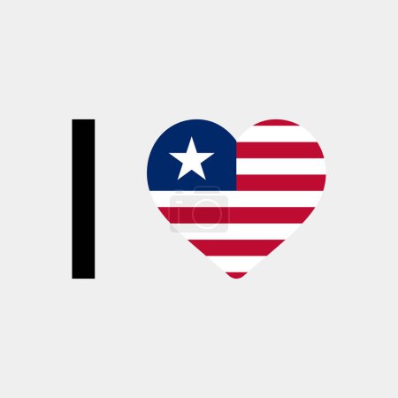Téléchargez les illustrations : J'aime Libéria pays drapeau vectoriel icône illustration - en licence libre de droit