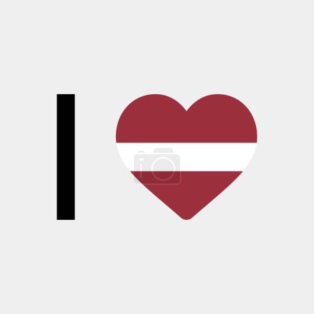 Téléchargez les illustrations : J'aime Lettonie pays drapeau vectoriel icône illustration - en licence libre de droit