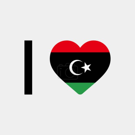 Téléchargez les illustrations : J'aime Libye pays drapeau vectoriel icône illustration - en licence libre de droit