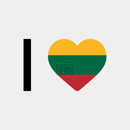Téléchargez les illustrations : J'aime Lituanie pays drapeau vectoriel icône illustration - en licence libre de droit