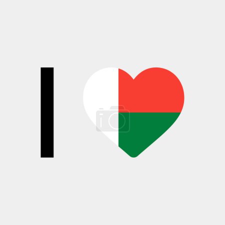 Téléchargez les illustrations : J'aime Madagascar pays drapeau vectoriel icône illustration - en licence libre de droit