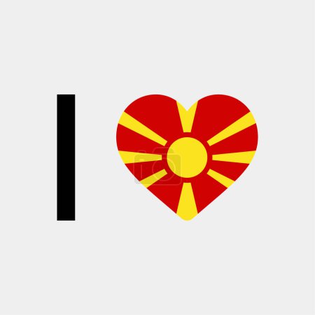 Téléchargez les illustrations : J'aime Macédoine pays drapeau vectoriel icône illustration - en licence libre de droit