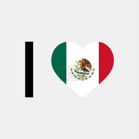 Téléchargez les illustrations : J'aime Mexique pays drapeau vectoriel icône illustration - en licence libre de droit
