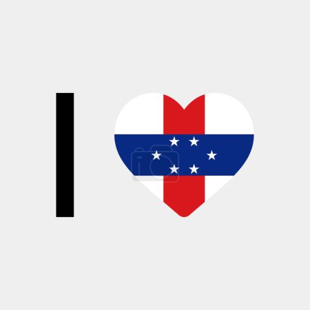 Téléchargez les illustrations : J'aime Pays-Bas Antilles pays drapeau vectoriel icône illustration - en licence libre de droit