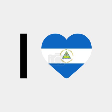 I love Nicaragua country flag vector icon illustration