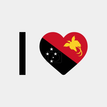 Téléchargez les illustrations : J'aime Papouasie-Nouvelle-Guinée pays drapeau vectoriel icône illustration - en licence libre de droit