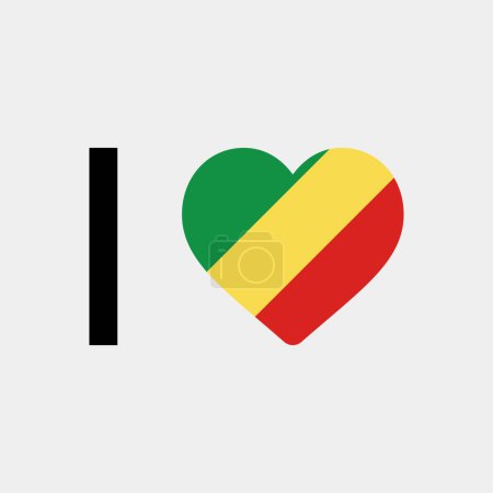 Téléchargez les illustrations : J'aime République Congo pays drapeau vectoriel icône illustration - en licence libre de droit