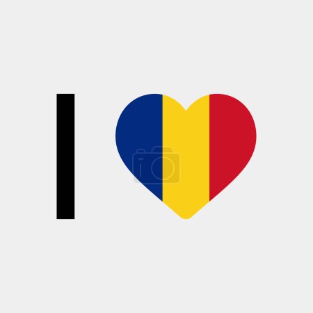 I love Romania country flag vector icon illustration