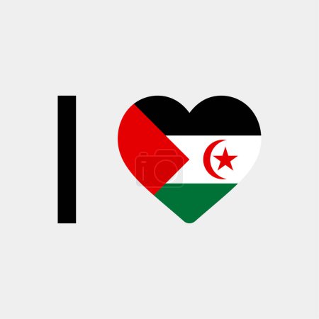 Téléchargez les illustrations : J'aime Sahraoui arabe République démocratique pays drapeau vectoriel icône illustration - en licence libre de droit