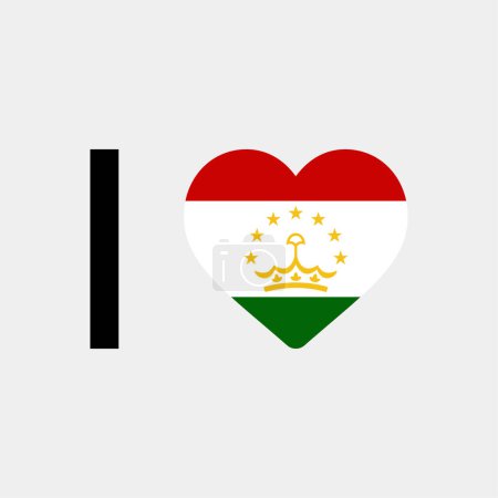 Téléchargez les illustrations : J'aime Tadjikistan pays drapeau vectoriel icône illustration - en licence libre de droit