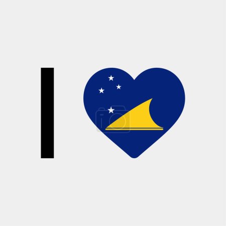 Téléchargez les illustrations : J'aime Tokelau pays drapeau vectoriel icône illustration - en licence libre de droit