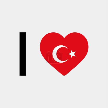 Téléchargez les illustrations : J'aime Turquie pays drapeau vectoriel icône illustration - en licence libre de droit