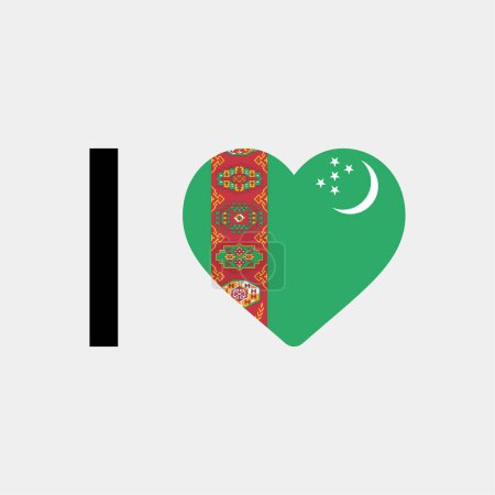 Ilustración de Me encanta Turkmenistán país bandera vector icono ilustración - Imagen libre de derechos