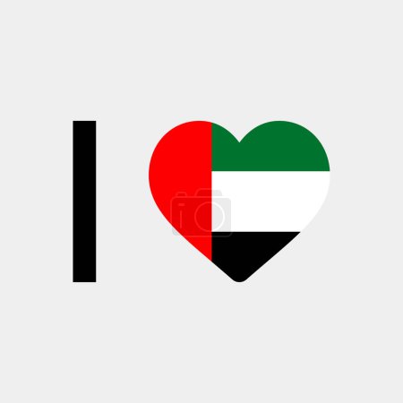 Ilustración de Me encanta Emiratos Árabes Unidos país bandera vector icono ilustración - Imagen libre de derechos