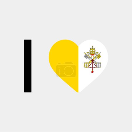 Téléchargez les illustrations : J'adore l'illustration vectorielle du drapeau de l'État de la Cité du Vatican - en licence libre de droit