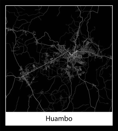 Illustration for Minimal city map of Huambo (Angola Africa) - Royalty Free Image