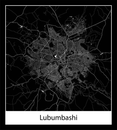 Ilustración de Mapa de Lubumbashi mínimo (República Democrática del Congo África) - Imagen libre de derechos