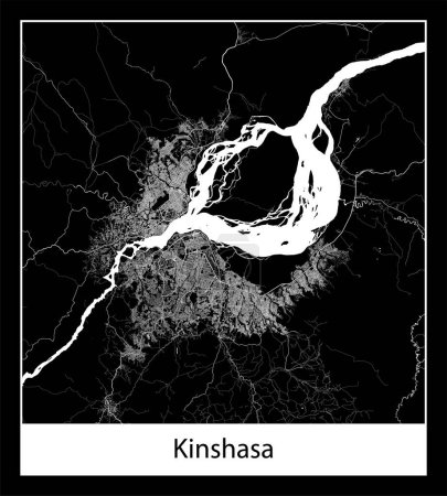 Ilustración de Mapa de Kinshasa mínimo (República Democrática del Congo África) - Imagen libre de derechos