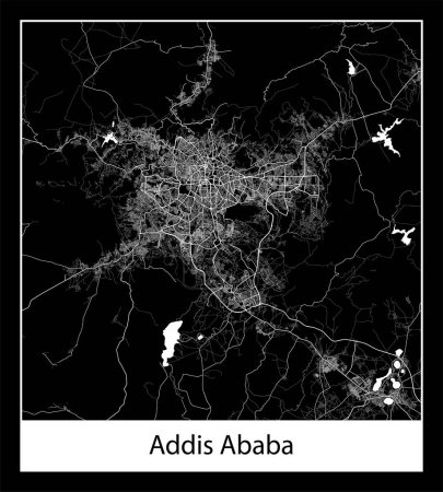 Ilustración de Mapa de Addis Abeba mínimo (Etiopía África) - Imagen libre de derechos