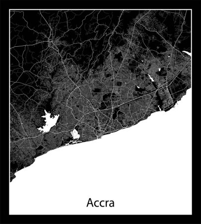 Téléchargez les illustrations : Carte de ville Accra (Ghana Afrique)) - en licence libre de droit