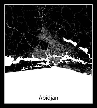 Ilustración de Mapa de Abiyán mínimo (Costa de Marfil África) - Imagen libre de derechos