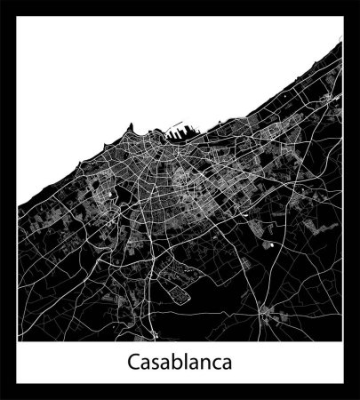 Illustration for Minimal city map of Casablanca (Morocco Africa) - Royalty Free Image