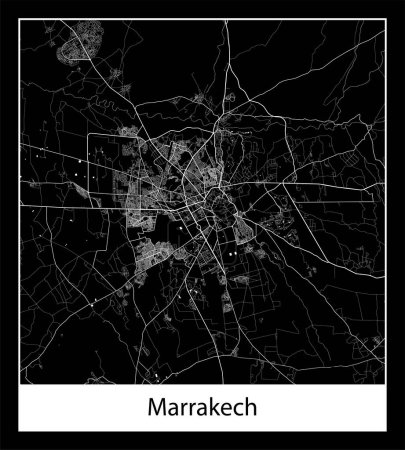 Illustration for Minimal city map of Marrakech (Morocco Africa) - Royalty Free Image