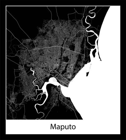 Ilustración de Mapa de Maputo mínimo (Mozambique África) - Imagen libre de derechos